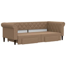 daybed med udtræk og skuffer 90x200 cm kunstlæder cappuccino