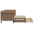 daybed med udtræk og skuffer 90x200 cm kunstlæder cappuccino