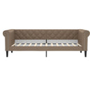 daybed med udtræk og skuffer 90x200 cm kunstlæder cappuccino