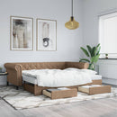 daybed med udtræk og skuffer 90x200 cm kunstlæder cappuccino