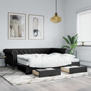 daybed med udtræk og skuffer 90x200 cm kunstlæder sort