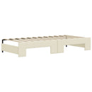daybed med udtræk og skuffer 90x200 cm kunstlæder cremefarvet