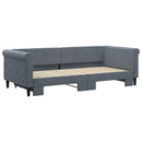 daybed med udtræk 90x200 cm velour mørkegrå