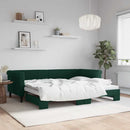 daybed med udtræk 90x200 cm velour mørkegrøn