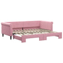 daybed med udtræk 90x200 cm velour lyserød