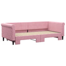 daybed med udtræk 90x200 cm velour lyserød