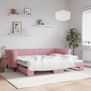 daybed med udtræk 90x200 cm velour lyserød