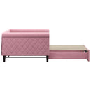 daybed med udtræk 100x200 cm velour lyserød