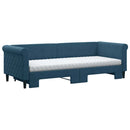 daybed med udtræk og madras 80x200 cm velour blå