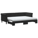 daybed med udtræk og madras 80x200 cm velour sort