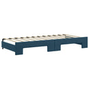 daybed med udtræk og madras 90x200 cm velour blå