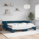 daybed med udtræk og madras 90x200 cm velour blå
