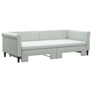 daybed med udtræk og madras 90x200 cm velour lysegrå