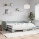 daybed med udtræk og madras 90x200 cm velour lysegrå
