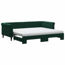 daybed med udtræk og madras 90x200 cm velour mørkegrøn