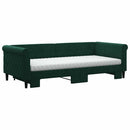 daybed med udtræk og madras 90x200 cm velour mørkegrøn