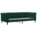 daybed med udtræk og madras 90x200 cm velour mørkegrøn