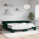 daybed med udtræk og madras 90x200 cm velour mørkegrøn