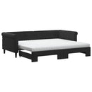 daybed med udtræk og madras 90x200 cm velour sort