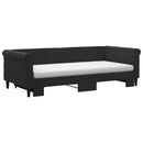 daybed med udtræk og madras 90x200 cm velour sort