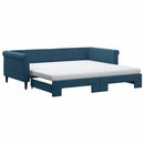 daybed med udtræk og madras 100x200 cm velour blå