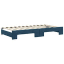 daybed med udtræk og madras 100x200 cm velour blå