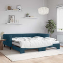 daybed med udtræk og madras 100x200 cm velour blå