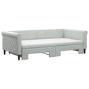 daybed med udtræk og madras 100x200 cm velour lysegrå