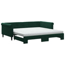daybed med udtræk og madras 100x200 cm velour mørkegrøn