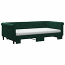 daybed med udtræk og madras 100x200 cm velour mørkegrøn