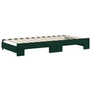 daybed med udtræk og madras 100x200 cm velour mørkegrøn