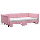 daybed med udtræk og madras 100x200 cm velour lyserød