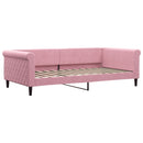 daybed med udtræk og madras 100x200 cm velour lyserød