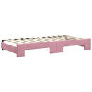 daybed med udtræk og madras 100x200 cm velour lyserød