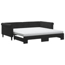 daybed med udtræk og madras 100x200 cm velour sort