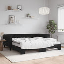 daybed med udtræk og madras 100x200 cm velour sort