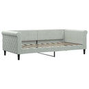 daybed med udtræk og madras 90x190 cm velour lysegrå