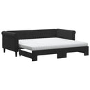 daybed med udtræk og madras 90x190 cm velour sort