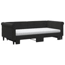 daybed med udtræk og madras 90x190 cm velour sort
