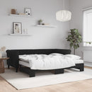daybed med udtræk og madras 90x190 cm velour sort