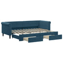daybed med udtræk og skuffer 80x200 cm stof blå