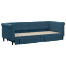 daybed med udtræk og skuffer 80x200 cm stof blå