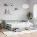 daybed med udtræk og skuffer 80x200 cm velour lysegrå
