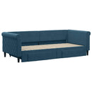 daybed med udtræk og skuffer 90x200 cm velour blå