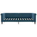 daybed med udtræk og skuffer 90x200 cm velour blå