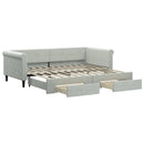 daybed med udtræk og skuffer 90x200 cm velour lysegrå