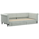daybed med udtræk og skuffer 90x200 cm velour lysegrå