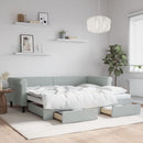 daybed med udtræk og skuffer 90x200 cm velour lysegrå