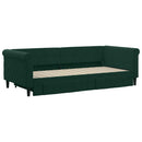 daybed med udtræk og skuffer 90x200 cm velour mørkegrøn