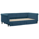 daybed med udtræk og skuffer 100x200 cm velour blå